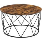 Vasagle - Table Basse Ronde, Meuble de Salon, Cadre en Acier, pour Salon, Chambre, Bureau, Style Industriel, Marron Rustique et Noir par songmics