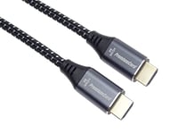 PremiumCord Câble HDMI 2.1 ultra haute vitesse 8 K M/M 48 Gbps avec Ethernet, résolution vidéo 8 K @ 60 Hz, Deep Color, 3D, EDID, ARC, HDR, 3X blindé, câble textile tressé plaqué or, longueur 2 m