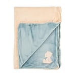 Nattou Couverture Supersoft en Polyester/Flanelle, Ours Jules, 100 x 75 cm, Romeo, Jules et Sally, Bleu Clair/Beige