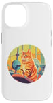 iPhone 14 Cute Fit Orange Cat Sitting on Gym Lifting Bench Case