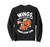 Funny Chicken Wings Finger-Lickin' Good USA Flag Patriotic Sweatshirt