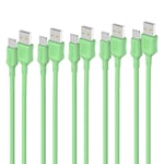 Lot de 5 câbles USB C 8 mm 180 cm,vert ],gel de silicone,câble USB type C 3 A,charge rapide et transmission USB type C Cable pour Samsung Galaxy S21 A52,Huawei,Realme,Xiaomi,ECC