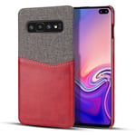 Samsung Galaxy S10 textil/läderfodral - röd