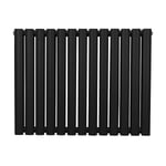 Radiateur à Colonne Ovale 600mm x 780mm, Chauffage Moderne Horizontal à Tube Ovale en Acier au Carbone Noir Mat, Cuisine Salon Salle de Bain [Brosse, Attaches Murales & Supports INCLUS]