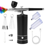 Ykall Kit Aérographe Multi-Fonctions avec Compresseur, Pistolet Aérographe Portable pour Nail Art, Décoration de Gâteau, Maquillage, Modélisation de Tatouage, Modélisation de Modèle (Noir)