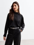 New Look Black High Neck Satin Top, Black, Size 6, Women