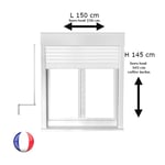 Gefradis - Fenêtre avec volet roulant manivelle pvc h 145 x l 150 cm 2 vantaux