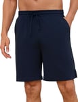 Demegimi Short Pyjama Homme Homme Coton Pantalon Shorts avec Poches Bermuda Court Bas de Pyjama Homme de Nuit Élastique Ajustable Pyjama Short