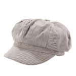 Visir Beret Cap Retro Brittisk Stil Peaked 8 Panel Kallt Resistent Corduroy Kvinnor Oktagonal Newsboy Cabbie Målare Hatt  (FMY) Grey