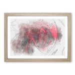 Big Box Art Drops Upon a Red Rose in Abstract Framed Wall Art Picture Print Ready to Hang, Oak A2 (62 x 45 cm)