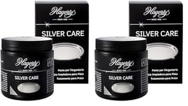 Hagerty Silver Care Pâte à polir I 185 g I Pâte à polir pour l'argenterie ternie pour le nettoyage et l'entretien des plats et des assiettes en argent ou en métal argenté I Éponge incluse (Lot de 2)