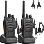 Baofeng Talkie Walkie Professionnel PMR446 Radio Bidirectionnelle Longue Portée 16 Canaux Talkies-Walkies avec Casque, Base de Chargement et Batterie (2 Pcs)