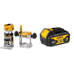 Dewalt DCW604NT fraise combinée sans fil (fraise supérieure et de bord) & Batterie XR 18V 4 Ah Li-Ion - DCB182-XJ - Compatible Avec Tous Les Outils XR 18V Bricolage et Jardin DEWALT