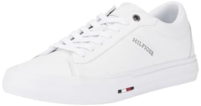 Tommy Hilfiger Men’s Low Top Leather Trainers, White (White), 7