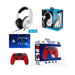 Pack Manette PS4 Bluetooth ROUGE 3.5 JACK + Casque Gamer PRO-H3 PS4-PS5 PLAYSTATION