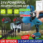 Battery 21V Reciprocating Saw Cordless Hand Saw Electric Wood Metal Cutter UK