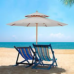 OutSunny Patio Umbrella Bamboo, Polyester, Poplar Wood Grey Outdoor