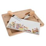 Tilltuggsset DKD Home Decor 24,5 x 20 x 1,2 cm Röd Vit Multicolour Stengods Cottage Hus