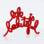 Declea Home Decor Plaque d'appui en bois avec inscription « Life is Beautiful » - Rouge - Décoration à poser pour cuisine, salon, chambre à coucher