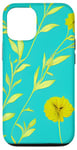 Coque pour iPhone 12/12 Pro Fleurs sauvages vives sur fond turquoise