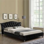 Lit Capitonné Milano Design Confort Et Style Pour Votre Chambre - Noir - 160x200, Polyuréthane, Style Baroque, 217 x 194 x 94 cm - Noir - Meubler