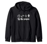 Fall Tis the Season Leaf Football Autumn Pumpkin Spice Latte Zip Hoodie