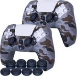 Lot De 2 Coques De Protection En Silicone Pour Manette Ps5 Motif Camouflage Gris