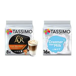 Tassimo L'OR Latte Caramel Macchiato Coffee Pods (Pack of 5, Total 80 Coffee Capsules) & Creamer Milk Pods (Pack of 5, Total 80 Coffee Capsules)