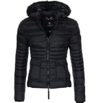 EIJFKNC Manteau Femme Coton Paddedd Léger Chaud Pardessus Manteau Casual Solide Veste Femmes Parkas Survêtement, Noir, XL