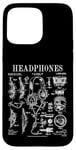 Coque pour iPhone 15 Pro Max Casque audio vintage breveté DJ Gamer Podcaster Musique