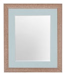 FRAMES BY POST Glitz Rose Gold Picture Photo Frame with Blue Mount 50 x 70 CM Image Size 24 x 16 Inch Plastic Glass