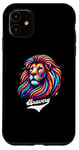 Coque pour iPhone 11 Lion coloré avec inscription « Bravery »