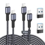 YISH USB C to USB C Charger Cable：65W USB C to C Charger Cable Fast Charge 3A Braided Type C Data Cable Compatible with iPhone 16 15 Pro Max Samsung S24 S23 iPad Pro MacBook Pro/Air, 2 Pack 6.6ft/2m