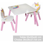 Sans Marque - Bureau avec chaise ensemble table + chaises ensemble table 55x55xh42cm et 2 chaises 28x28xh27/54cm - blanc