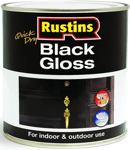 Rustins Wood & Metal Interior Exterior Quick Dry Gloss Paint 250ml - Black