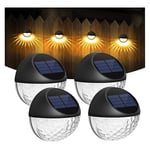 Lampe solaire-Lot de 4 led Lampes Solaire Applique Murale Extérieur IP65 Étanche Éclairage Mural Décorative Lumière Blanc Chaud, Lampe de Clôture Mur