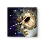 Horloge murale en verre 30x30cm Silencieuse Masque Visage Myst?re Wall Clock