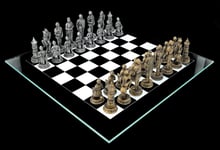 Jeu D'Échecs Chevalier - Or Vs.Argent - Jeu de Réflexion Échec Moyen Âge