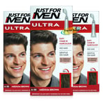 3x Just For Men Ultra Easy Comb In Autostop A35 Medium Brown Hair Colour Dye