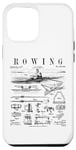 Coque pour iPhone 15 Plus Rowing Sport Rameur Sculling Bateau à tête de mort Style vintage