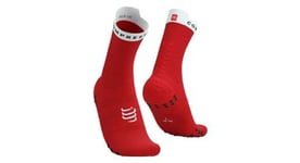 Chaussettes compressport pro racing socks v4 0 run high rouge blanc