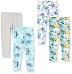 Amazon Essentials Disney | Marvel | Star Wars | Frozen | Princess Girls' Leggings, Pack of 4, Pizza/Stitch, 3 Years