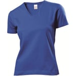 Stedman Classic V-Neck Women T-shirt Royalblå bomull Small Dame