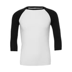 Bella Canvas Unisex 3/4 Sleeve Baseball Tee - White/Black / XS