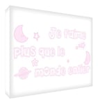 Feel Good Art Je T'Aime Plus que le Monde Entier Bloc décoratif en Acrylique Transparent Poli comme Diamant Rose pâle 14,8 x 10,5 x 2cm