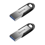 2PCS Clé USB SANDISK Ultra Flair 256 Go - USB 3.0 vitesses allant jusqu'à 150 Mo/s Protection par mot de passe