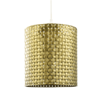 Tweed Lattice Metal Pendant Lighting Shade in Bright Gold with Small Square G...