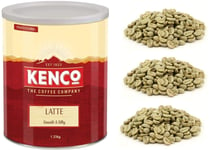 Kenco Latte Instant Coffee 1.33kg + 100g Tanzanian Green Raw Coffee Beans