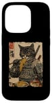 Coque pour iPhone 14 Pro Samurai Cat Loves Ramen Anime Drôle Anime Art Japonais Samouraï