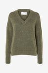 Selected FEMME - Tröja slfMaline lS Knit V-neck - Brun